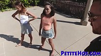 Pretty Asian teens in threesome